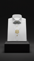 White Structured Shirt with Monogram Goldwork