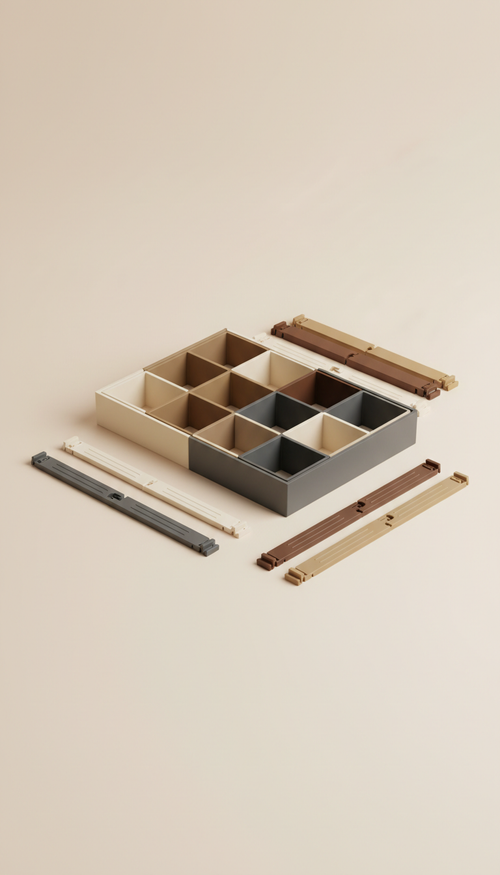 Adjustable drawer divider set for kitchen, dresser, office, and bathroom organization