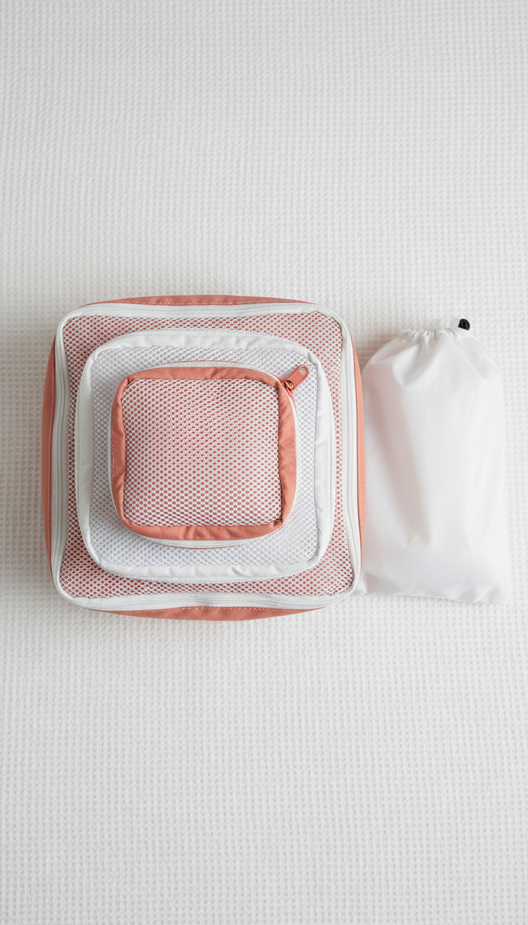 Compact packing cube travel set for suitcase and carry-on organization