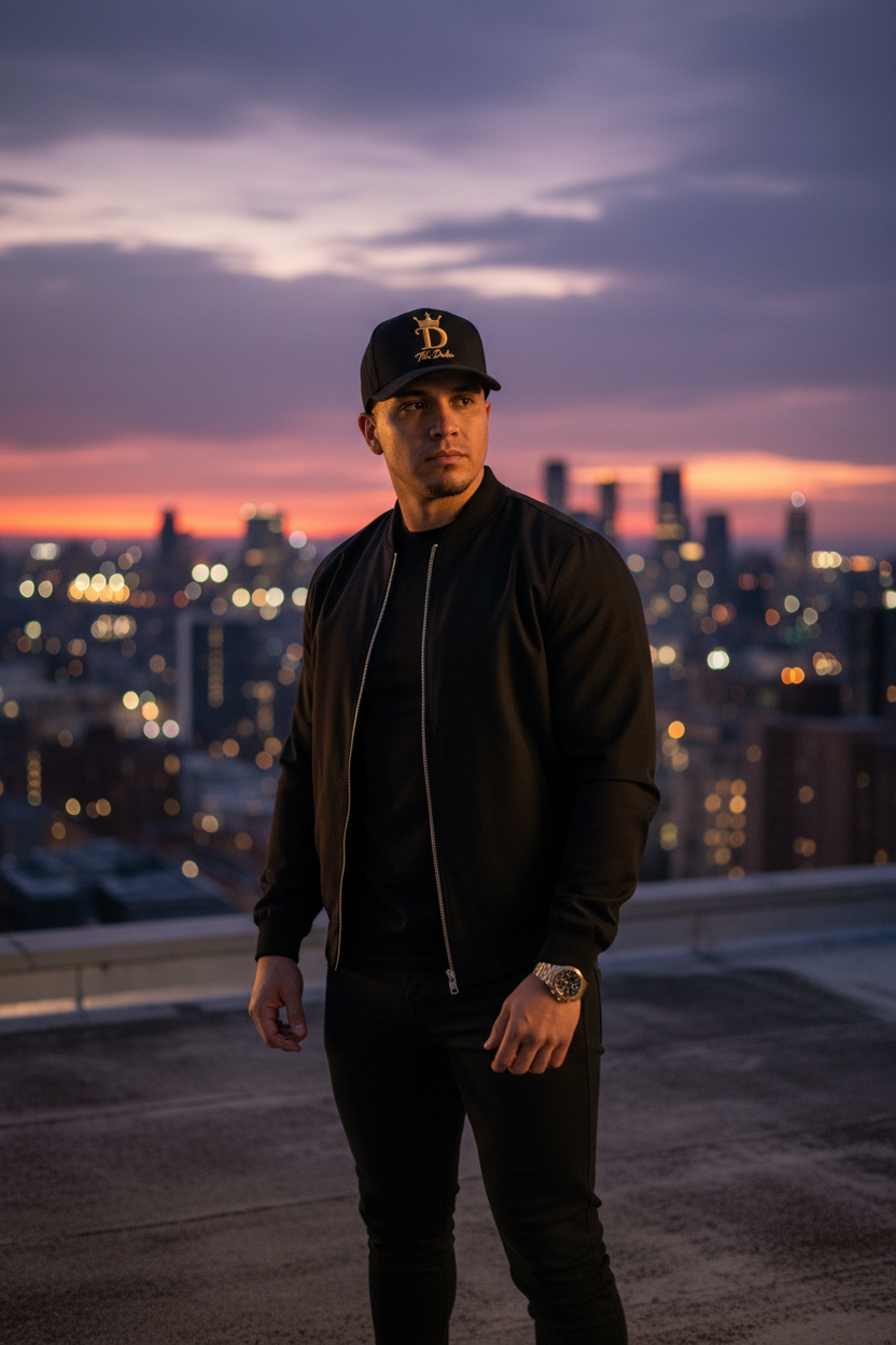 Duke Crest Cap — Rooftop Model Shot