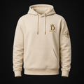 Concept render — bone Duke Signature hoodie with gold details, pre-production visualization only