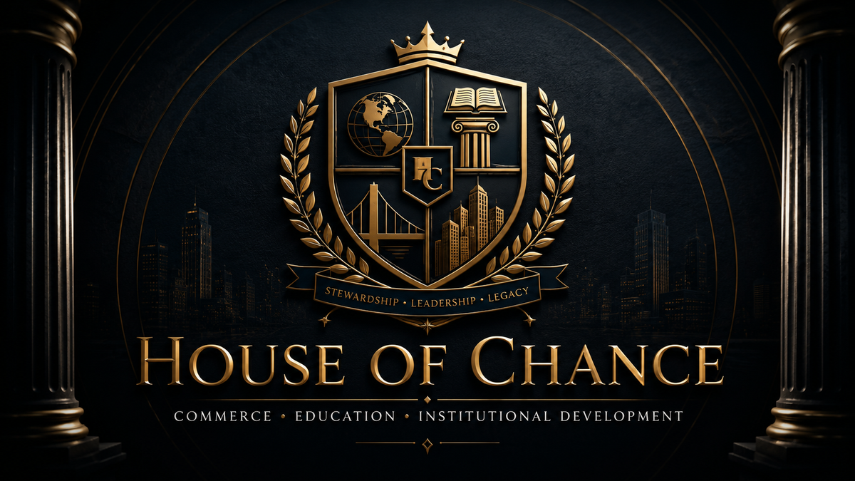 House of Chance executive crest for commerce, education, and institutional development