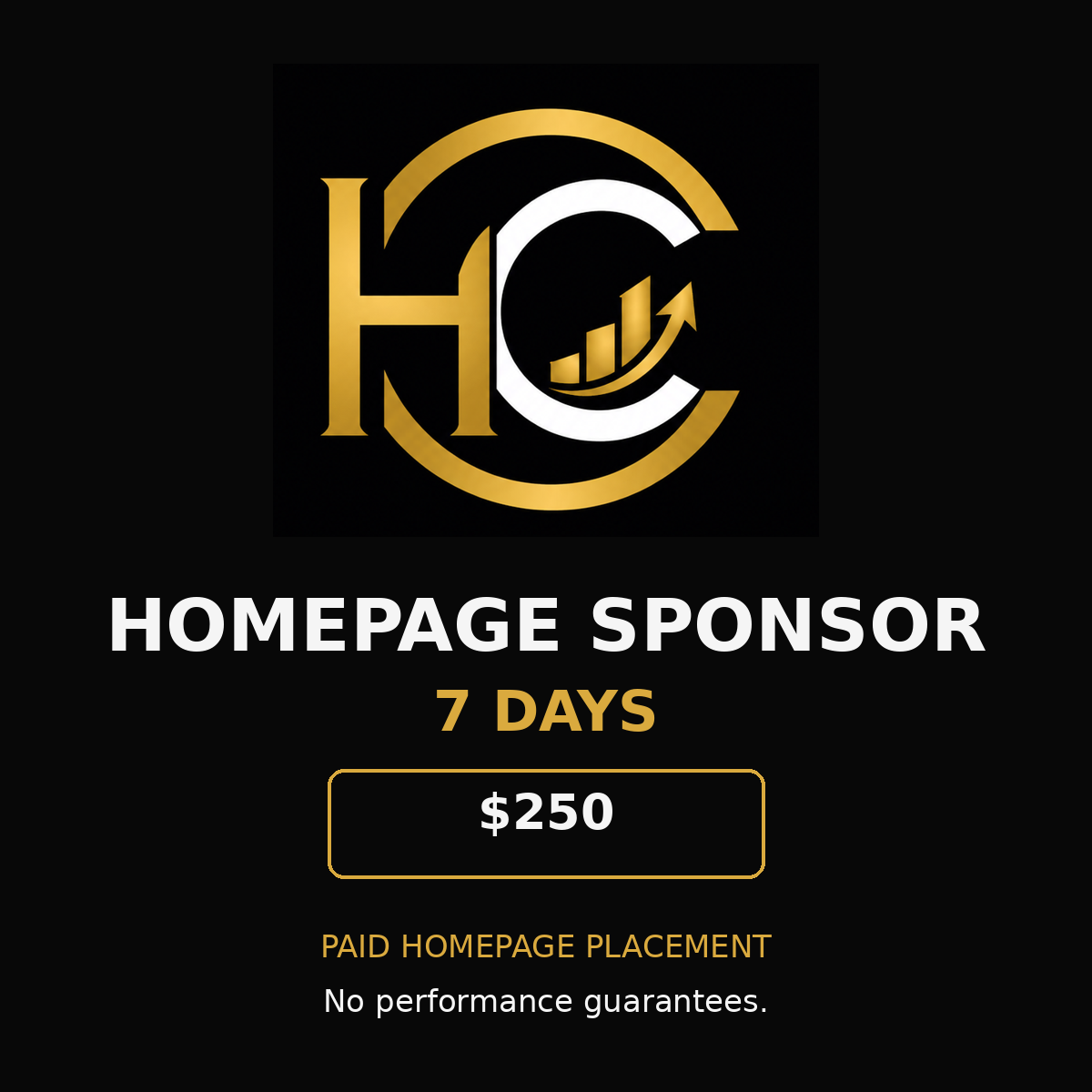 House of Chance Homepage Sponsor 7 Days paid homepage placement
