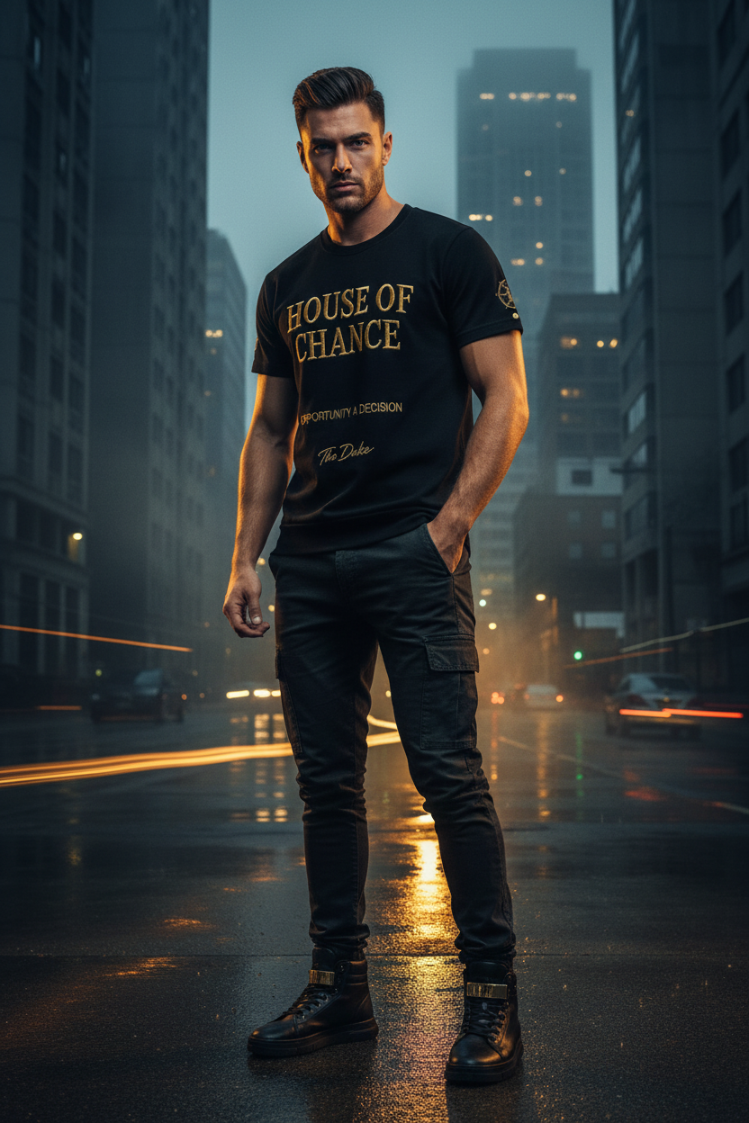 House of Chance Opportunity Tee — Premium Embroidered Streetwear T-Shirt