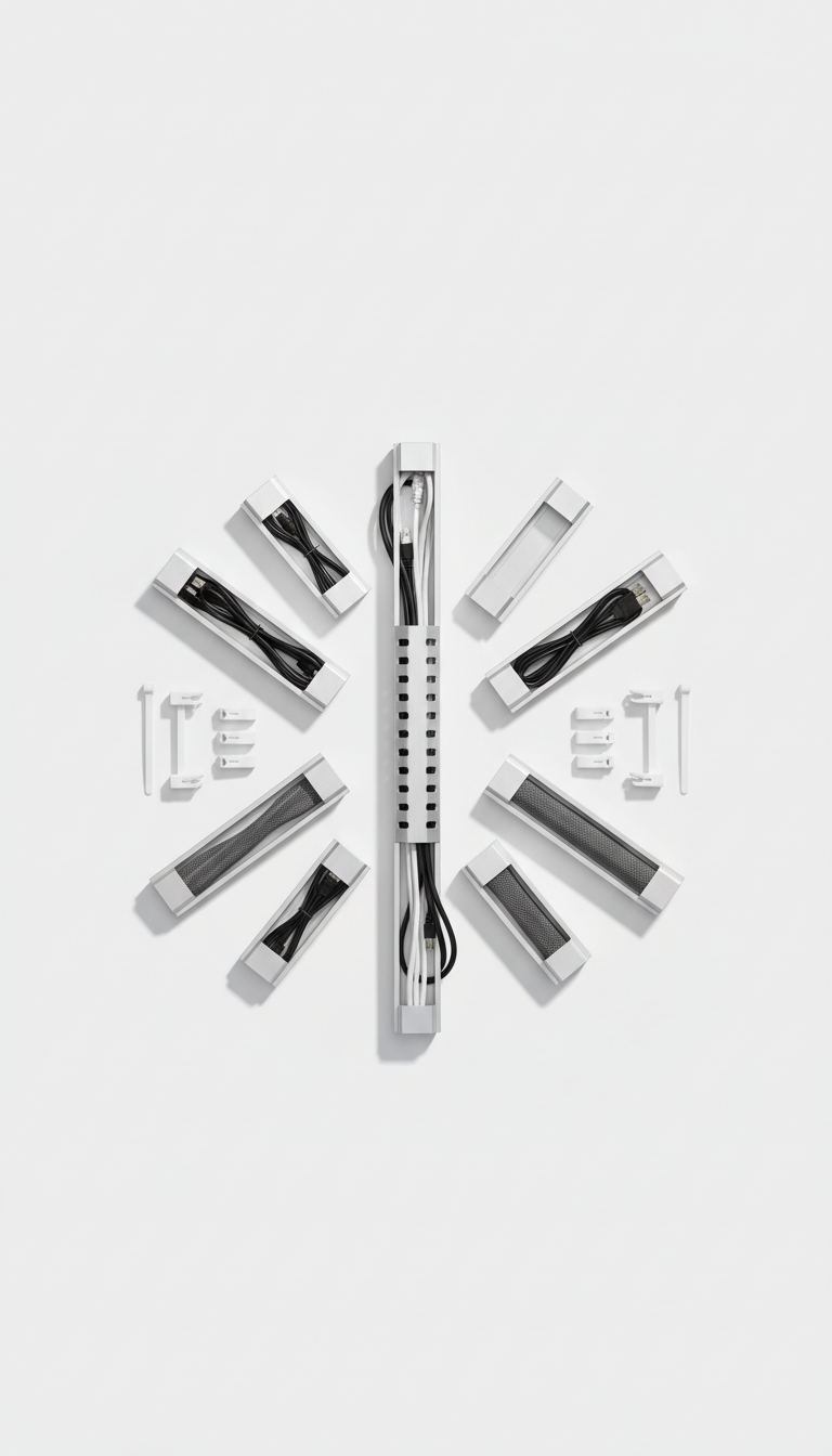 Modular cable management kit for desks, charging stations, and home offices