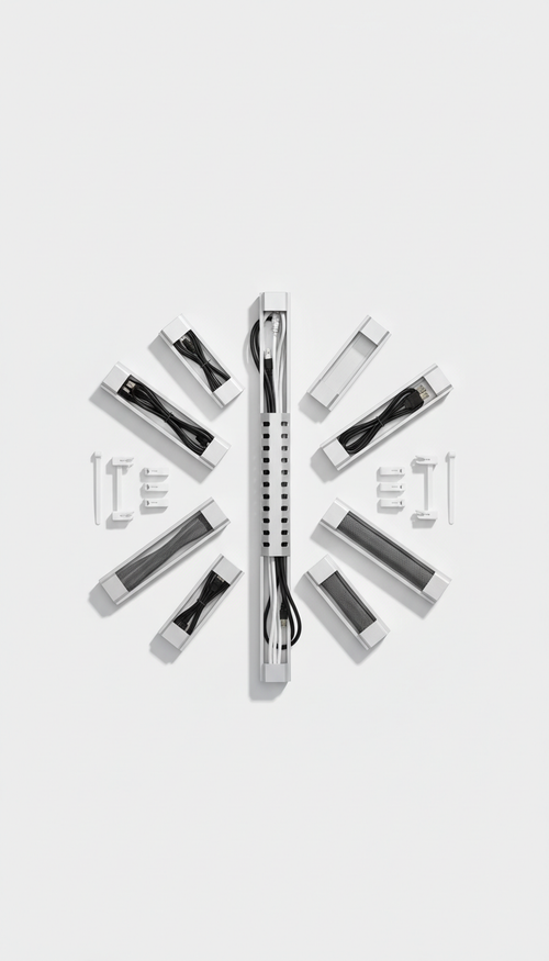 Modular cable management kit for desks, charging stations, and home offices