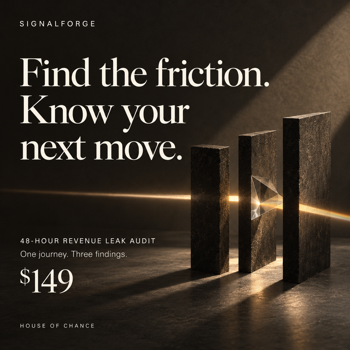 SignalForge 48-Hour Revenue Leak Audit: Find the friction. Know your next move. One journey, three findings, $149.