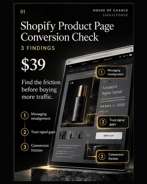 SignalForge Shopify Product Page Conversion Check — 3 findings — $39