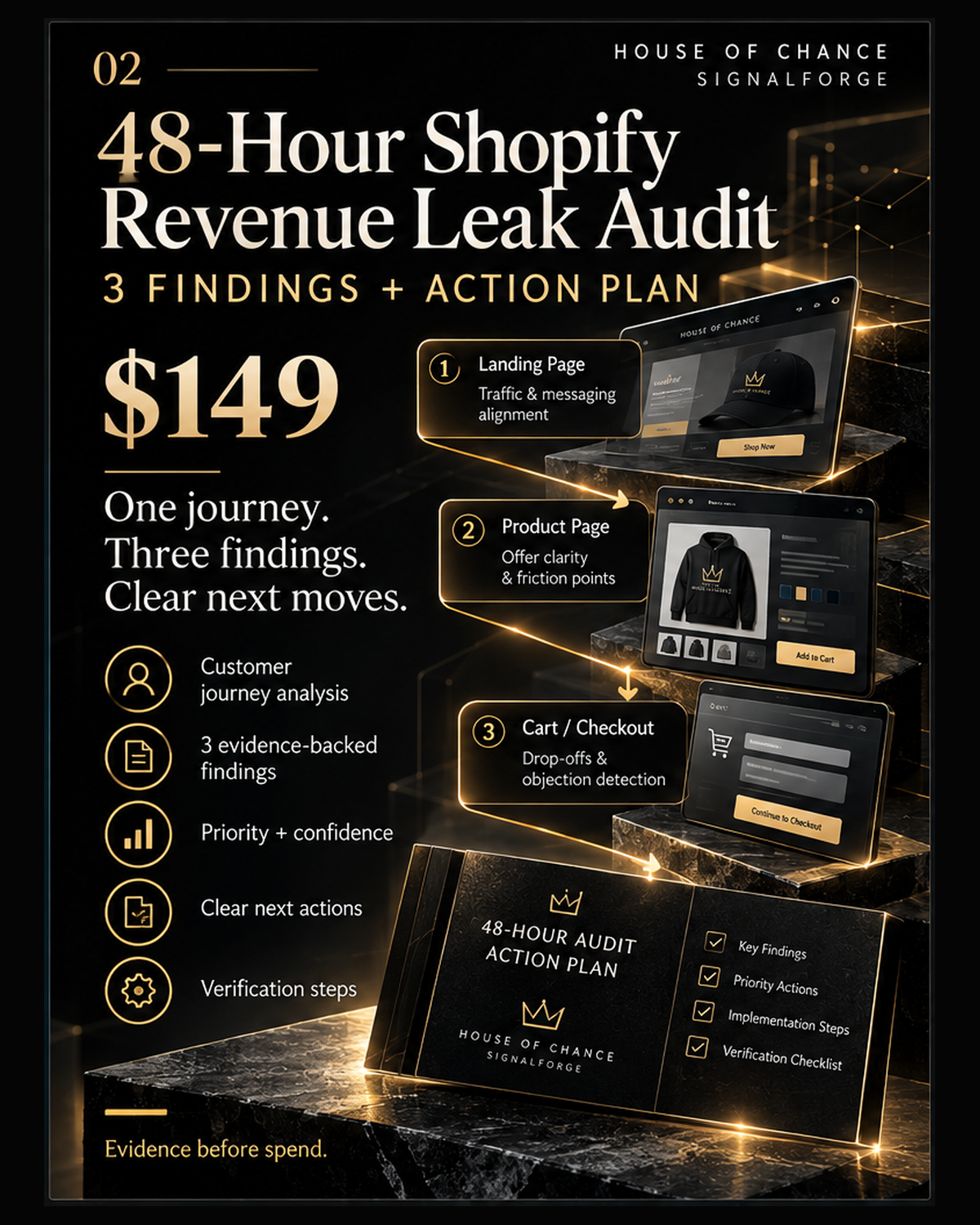 SignalForge 48-Hour Shopify Revenue Leak Audit — 3 findings and action plan — $149