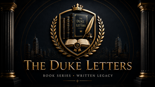 The Duke Letters premium navy and gold written legacy crest